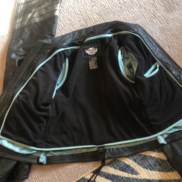 Harley Eagle embroidered size large leather riding jacket & chaps very good cond - Picture 12 of 13